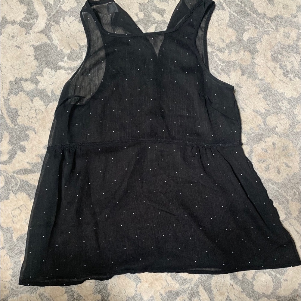 Black sheer polka dot top